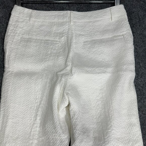 Monoprix Femme Pants Womens 4 White Textured Cotton Lined Zip Fly Pockets - Picture 6 of 6